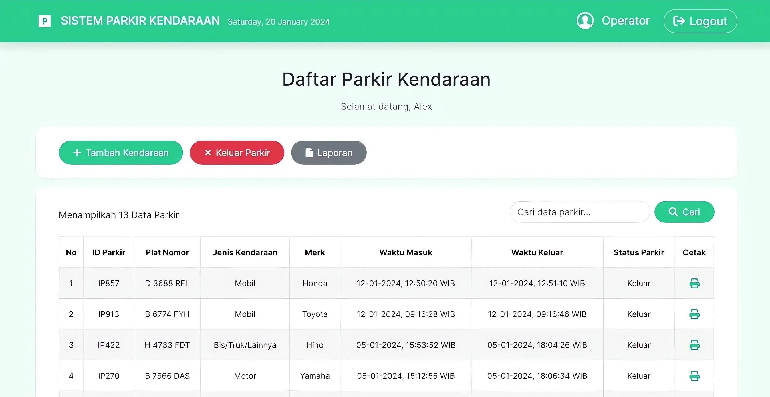 Manual Parking System